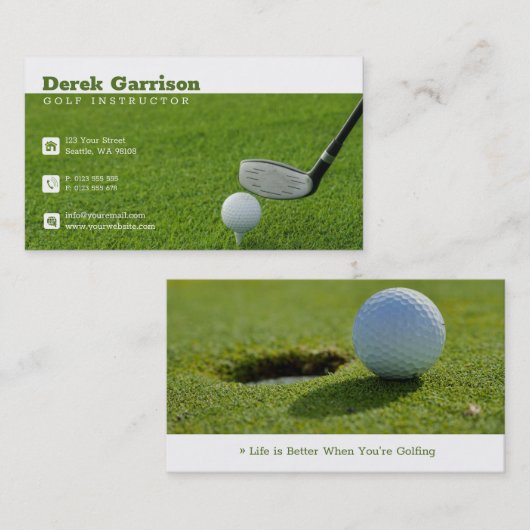 Golf Instructor Green Grass | Beste sport Visitekaartje (Voorkant / Achterkant)