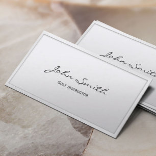 Golf Instructor Minimale Classy White Border Visitekaartje