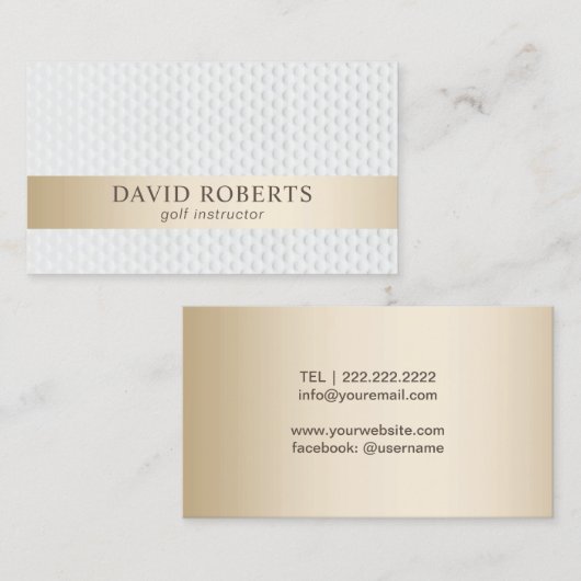 Golf Instructor Modern Gold Stripe Visitekaartje (Voorkant / Achterkant)