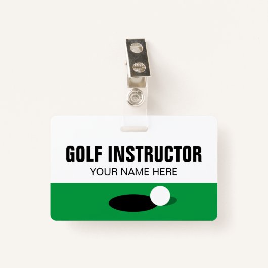 Golf Instructor-naambordje met clip of lanyard Badge (Voorkant met clip)