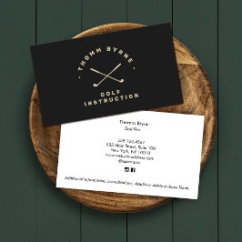 Golf Instructor Pro Crossed Golf Clubs Black Visitekaartje