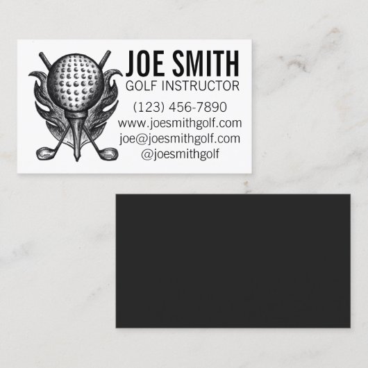 Golf Instructor Pro Golfer Course Ball Clubs T-shi Visitekaartje (Voorkant / Achterkant)