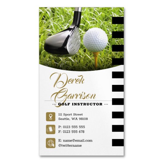 Golf Instructor | Professional Golf Lessons Gold Magnetisch Visitekaartje (Voorkant Verticaal)