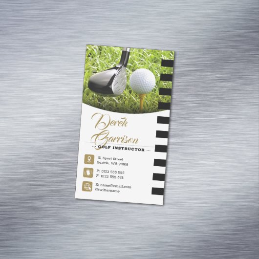 Golf Instructor | Professional Golf Lessons Gold Magnetisch Visitekaartje (Voorbeeld)
