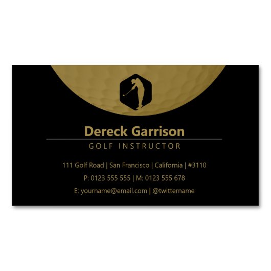 Golf Instructor | Professional Golf Lessons Gold Magnetisch Visitekaartje (Voorkant)