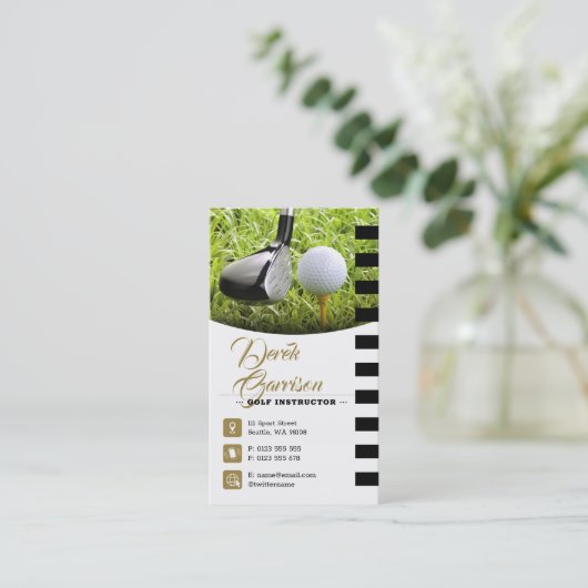 Golf Instructor | Professional Golf Lessons Gold Visitekaartje (Staand voorkant)
