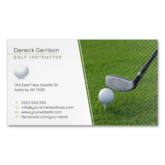 Golf Instructor | Professionele leraar Magnetisch Visitekaartje (Voorkant)