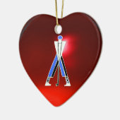 GOLF INSTRUCTOR RED RUBY HEART MONOGRAM KERAMISCH ORNAMENT (Links)