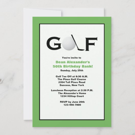 Golf Invitation Kaart (Voorkant)