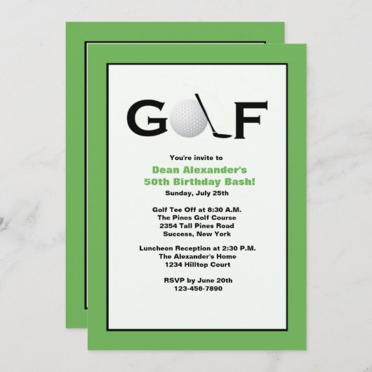 Golf Invitation Kaart (Voorkant / Achterkant)