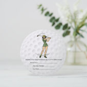 Golf Invitation Woman Golfer Kaart (Staand voorkant)