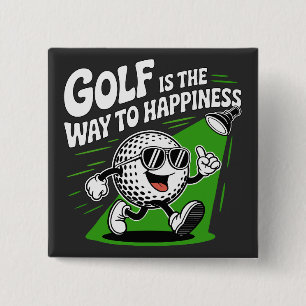 Golf is de weg naar geluk vierkante button 5,1 cm
