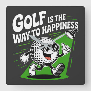 Golf is de weg naar geluk vierkante klok
