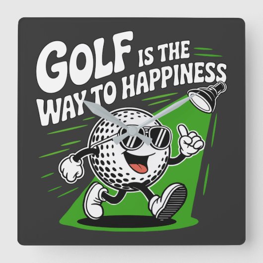 Golf is de weg naar geluk vierkante klok (Voorkant)
