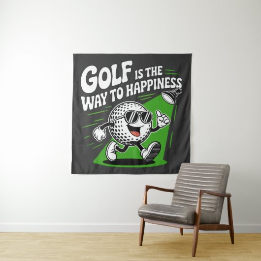 Golf is de weg naar geluk wandkleed (In situ)