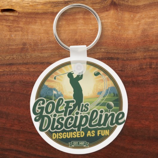 Golf Is Discipline Disguised as Fun Sleutelhanger (Achterkant)