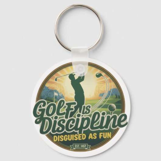 Golf Is Discipline Disguised as Fun Sleutelhanger (Achterkant)