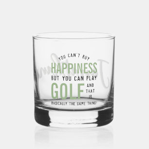 Golf is geluk Funny Golf Lover Gepersonaliseerd Whisky Glas