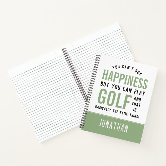 Golf is geluk Funny Golf Lover Gift Notitieboek (Binnen)