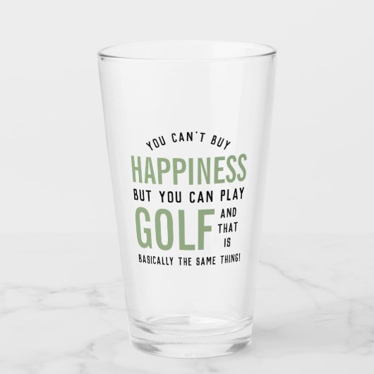 Golf is geluk Funny Golf Lover Gifts Glas (Voorkant)