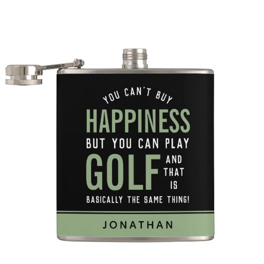 Golf is geluk Funny Golf Lover Gifts Heupfles (Geopend)
