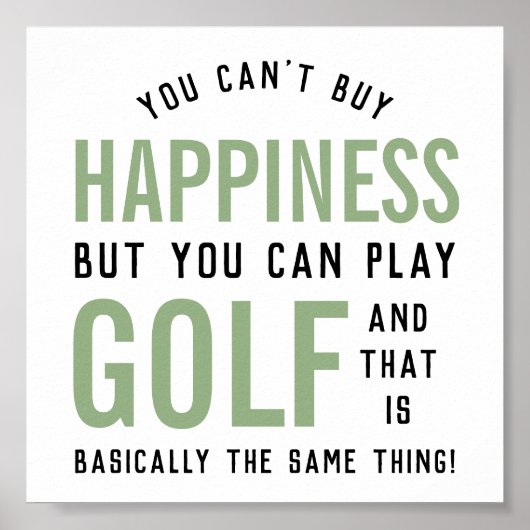 Golf is geluk Funny Golf Lover Gifts Poster (Voorkant)