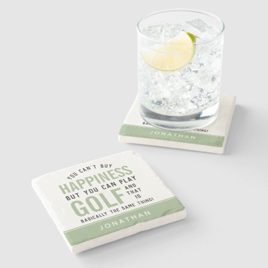 Golf is geluk Funny Golf Lover Gifts Stenen Onderzetter (Zijkant)