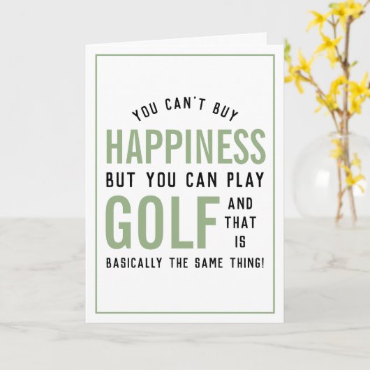 Golf is geluk Funny Golf Lover Kaart (Gele Bloem)