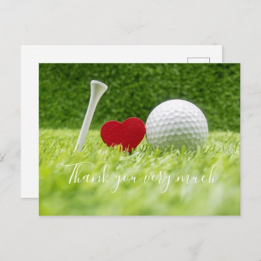 Golf is leven met golfbal en t-shirt met liefde briefkaart (Voorkant / Achterkant)