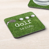 Golf is leven met golfballen op groen gras bier onderzetter (Linkerzijde)