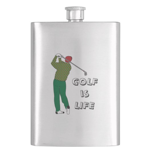 GOLF is LIFE, Golfer, Club, Golf Quote Flacon (Voorkant)