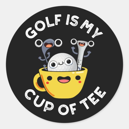 Golf is mijn kopje T-shirt Funny golfwoordje Dark  Ronde Sticker (Voorkant)