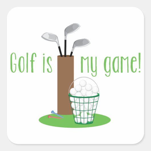 Golf is mijn spel vierkante sticker (Voorkant)