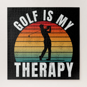 Golf is mijn therapie Grappige Vintage Typografie Legpuzzel
