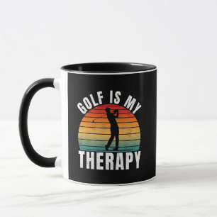 Golf is mijn therapie Grappige Vintage Typografie Mok