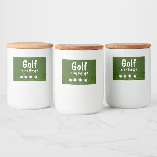 Golf is mijn therapie met golfballen op groen voedselcontainer etiket (Flessen)