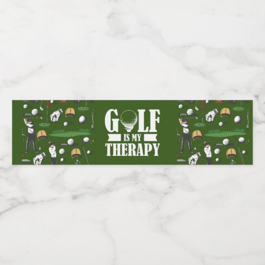 Golf is mijn therapie met golfballen op groen waterfles etiket (Enkel label)