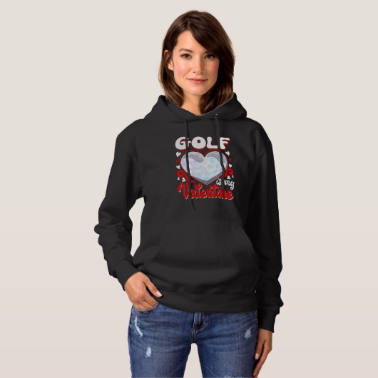 Golf Is My Valentine Happy Valentine's Day Couple Hoodie (Voorkant volledig)