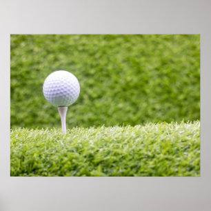 Golf is op groene gras achtergrond poster