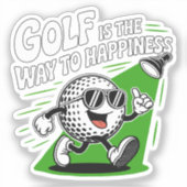 Golf is the way to happiness sticker (Voorkant)