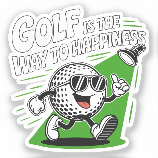 Golf is the way to happiness sticker (Voorkant)