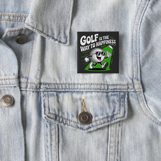 Golf is the way to happiness vierkante button 5,1 cm (In situ)