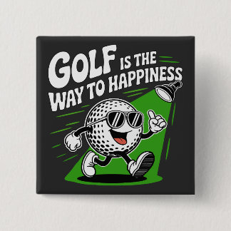 Golf is the way to happiness vierkante button 5,1 cm