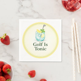 Golf Is Tonic - Lemon Mint Glass Design Napkins Servet
