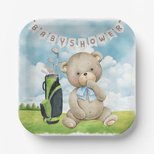 Golf It's Boy voor Baby shower Papieren Bordje (Voorkant)