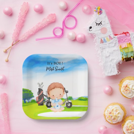 Golf It's Boy voor Baby shower Papieren Bordje (Feest)