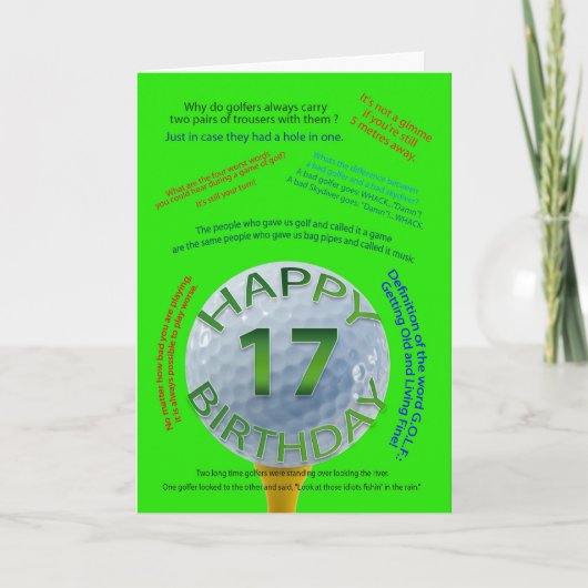 Golf Jokes verjaardagskaart voor 17-jarige Kaart (Voorkant)