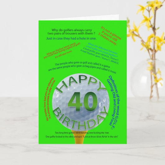 Golf Jokes verjaardagskaart voor 40-jarige Kaart (Gele Bloem)
