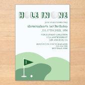 Golf Jongen 1e verjaardag Acryl Uitnodigingen (Voorkant)