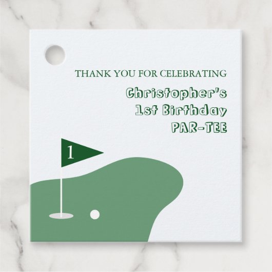 Golf Jongen 1e Verjaardag Bedankjes Labels (Voorkant)